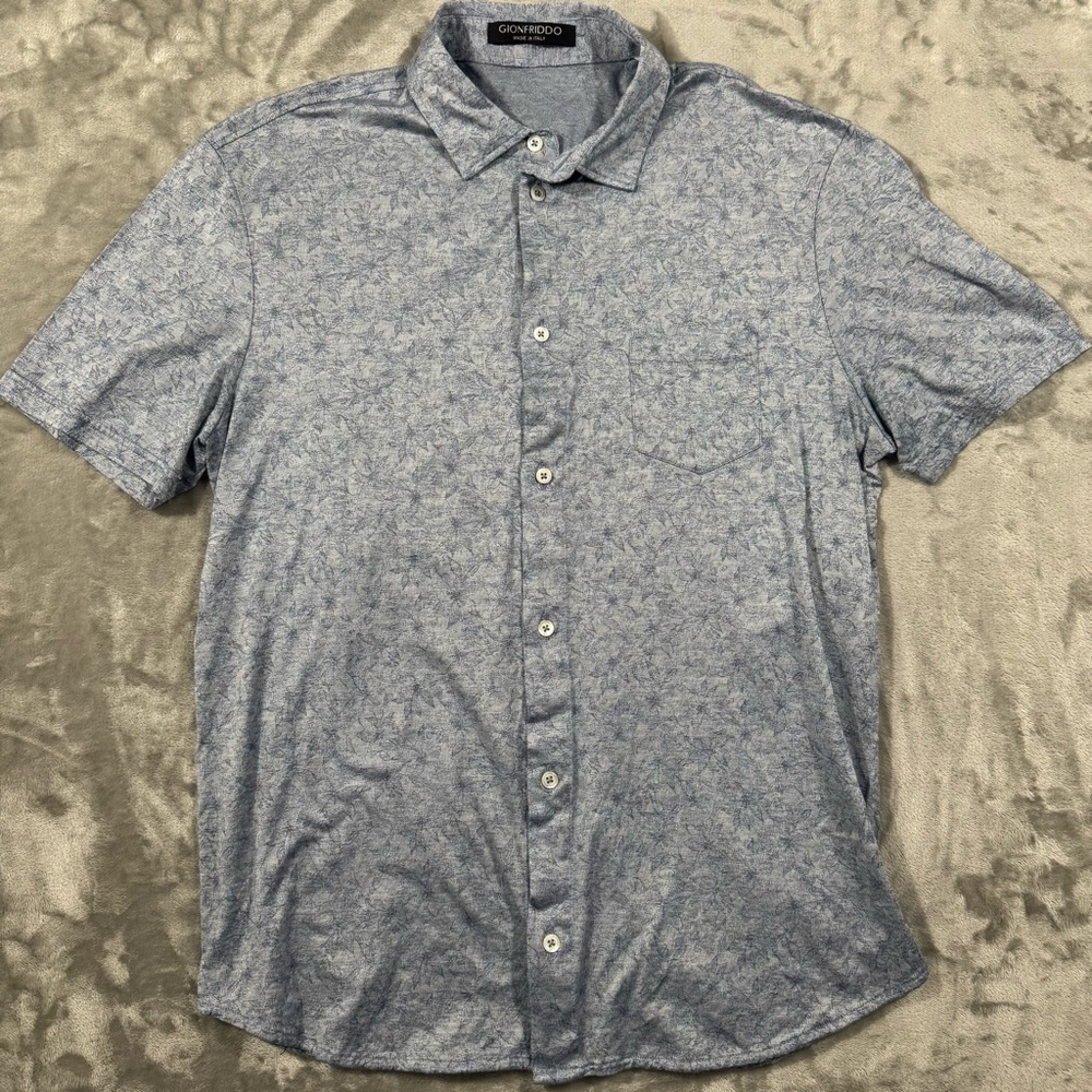 Gionfriddo Button Down Shirt Youth Boys XL Blue Made in Italy Paisley